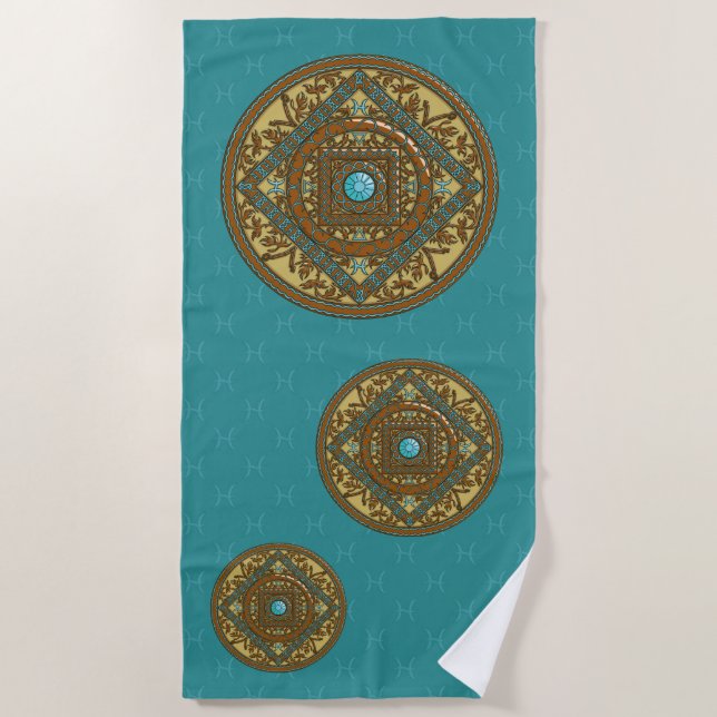 Pisces Mandala Beach Handtuch (Vorderseite)