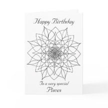 Pisces Mandala: Color your own Birthday Card