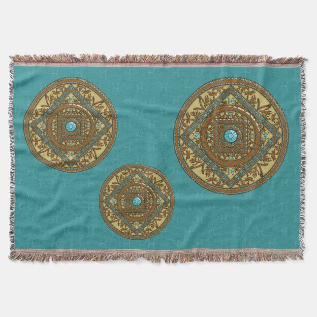 Pisces Mandala Throw Blanket Decke (Vorderseite)