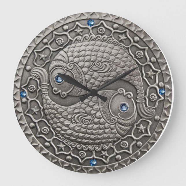 Pisces Medallion Große Wanduhr (Vorderseite)