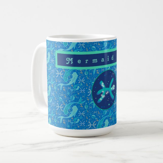 Pisces Modern Personalized Coffee Mug Kaffeetasse (Vorderseite Links)