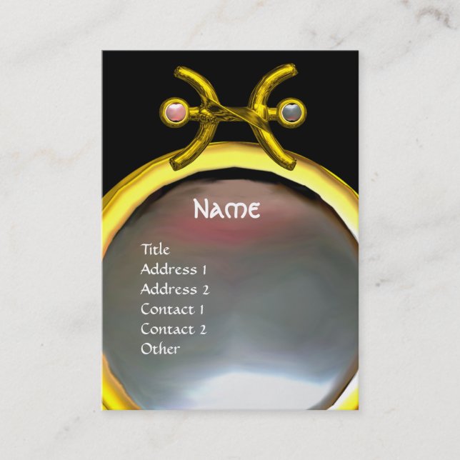 PISCES MONOGRAM, Pearl, schwarz-gelb, rosa grau Visitenkarte (Vorderseite)