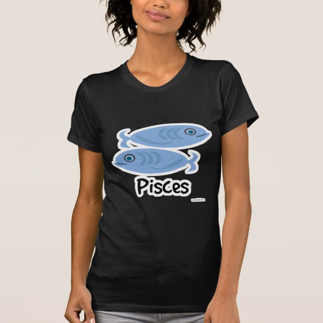 Pisces Niedlich Fish Astrologie Symbol Cartoon T-Shirt (Vorderseite)