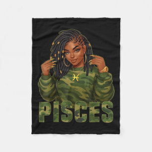Pisces Queen Locan Black Woman Camouflage Zodiac S Fleecedecke