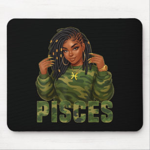 Pisces Queen Locan Black Woman Camouflage Zodiac S Mousepad