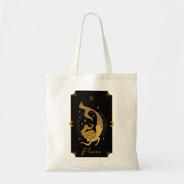 Pisces Saucy signiert astrologische Tote Bag Tragetasche (Vorne)
