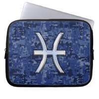 Pisces Sign Navy Blue Digital Camouflage