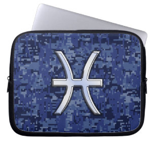Pisces Sign Navy Blue Digital Camouflage Laptopschutzhülle