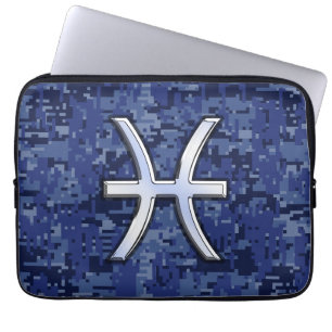 Pisces Sign Navy Blue Digital Camouflage Laptopschutzhülle