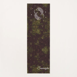 Pisces Signieren Lila Gold Orientale Blume mit Nam Yogamatte