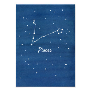 Pisces Star Constellation Blue Fotodruck
