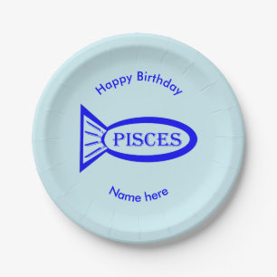 Pisces Star Sign Fish Paper Party Plate Pappteller
