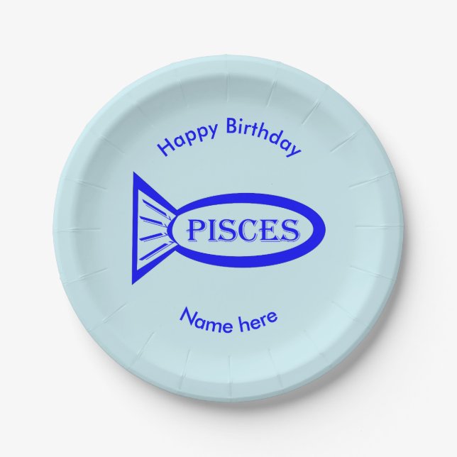 Pisces Star Sign Fish Paper Party Plate Pappteller (Vorderseite)