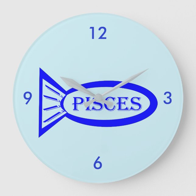Pisces Star Sign Fish Wall Clock Große Wanduhr (Vorderseite)