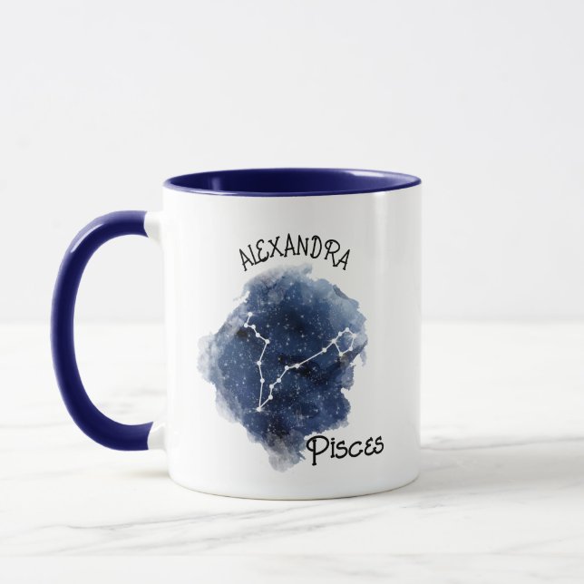 Pisces Starry Night Constellation Individuelle Nam Tasse (Links)