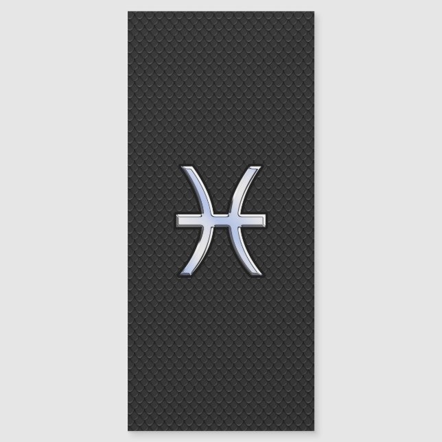 Pisces-Symbol auf Black Snake Skin-Stil Magnetkarte (Vorderseite)