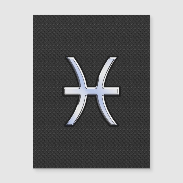 Pisces-Symbol auf Black Snake Skin-Stil Magnetkarte (Vorderseite)