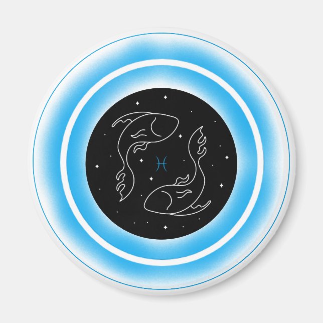 Pisces Symbol – Minimal Astrology Emblem Magnet (Vorne)