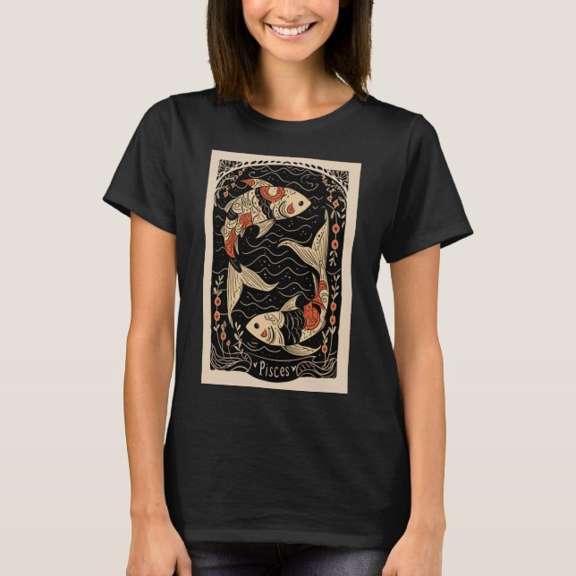 Pisces - T - Shirt Celestial Zodiac Art (Vorderseite)