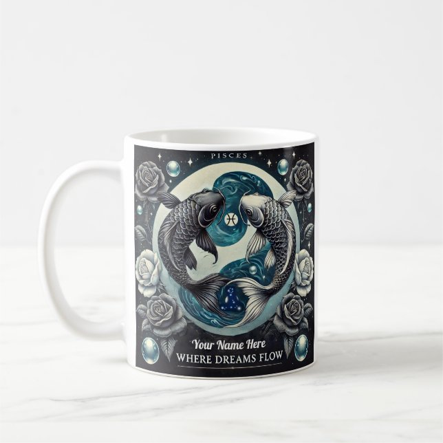 Pisces "Where Dreams Flow" Zodiac-Tasse Kaffeetasse (Links)