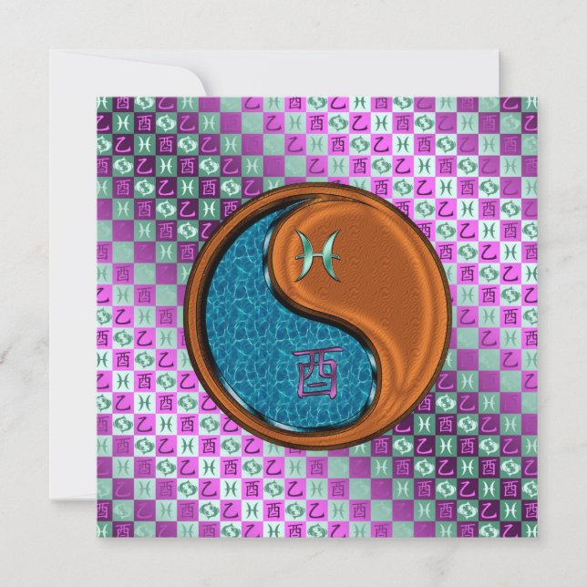 Pisces & Wood Rooster Karte (Vorderseite)