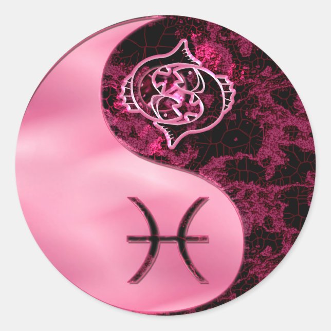 Pisces Yin Yang Runder Aufkleber (Vorderseite)