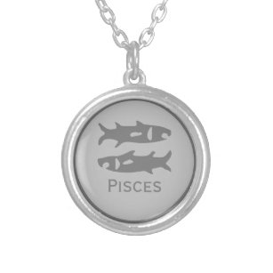 Pisces-Zeichen des Zodiac-Designs Versilberte Kette