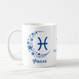 Pisces Zodiac Astrologie Geburtstagsgeschenk Blau  Kaffeetasse