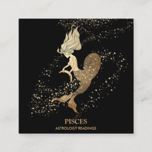 *~* PISCES Zodiac Astrologie Lesungen Schwarzes Go Quadratische Visitenkarte