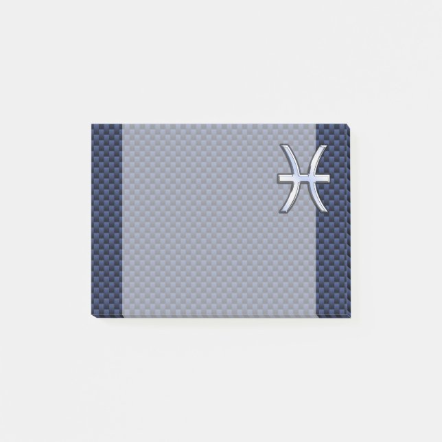 Pisces Zodiac auf Blue Carbon Fibre Print Post-it Klebezettel (Vorderseite)