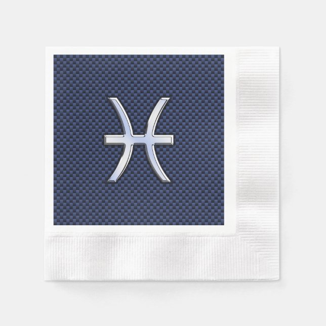 Pisces Zodiac auf Blue Carbon Fibre Print Serviette (Vorderseite)