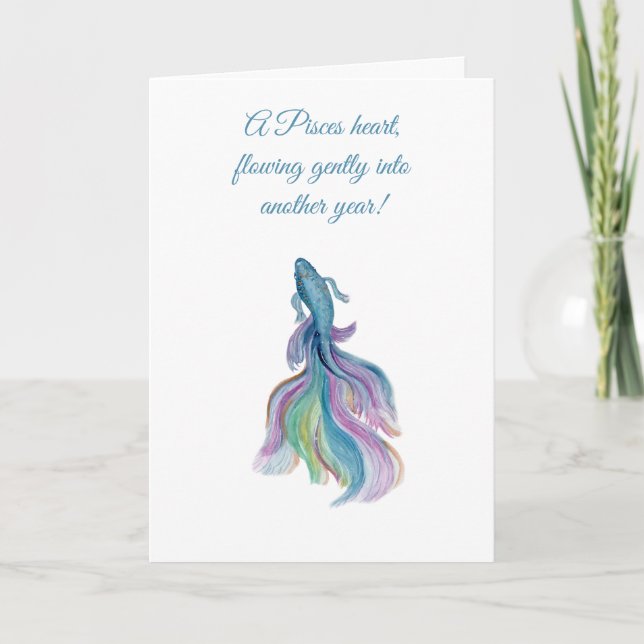 Pisces Zodiac Beautiful Betta Fish Birthday Karte (Vorderseite)