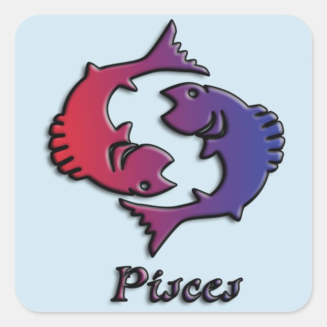 Pisces Zodiac Birth Sign Lila Astrologie Quadratischer Aufkleber (Vorderseite)