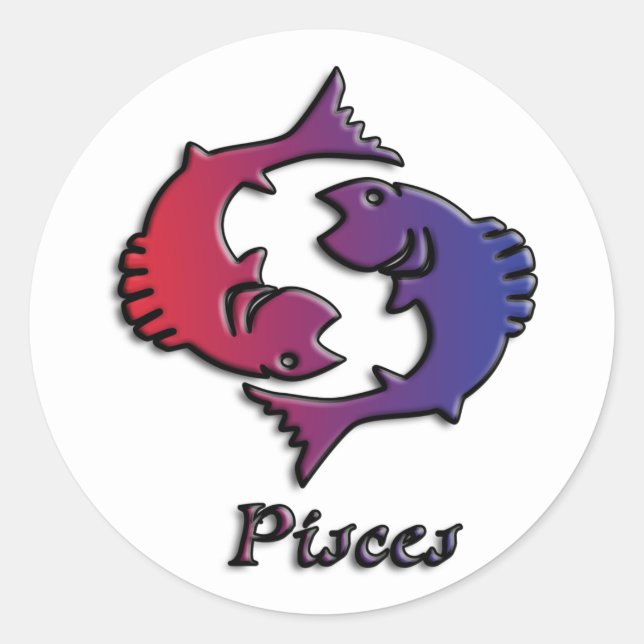 Pisces Zodiac Birth Sign Lila Astrologie Runder Aufkleber (Vorderseite)