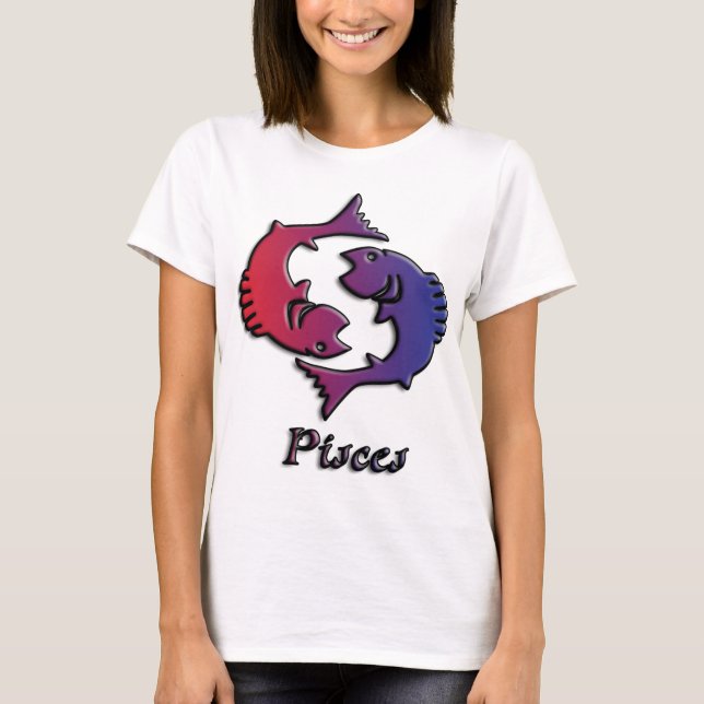Pisces Zodiac Birth Sign Lila Astrologie T-Shirt (Vorderseite)