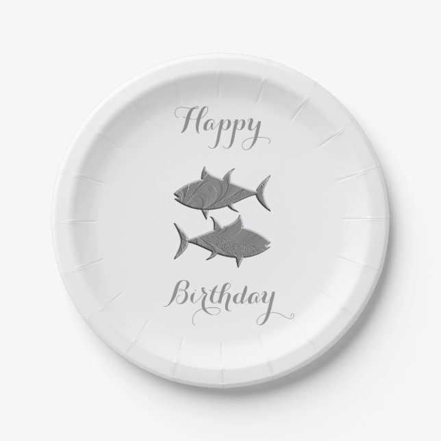 Pisces Zodiac Birthday Pappteller (Vorderseite)
