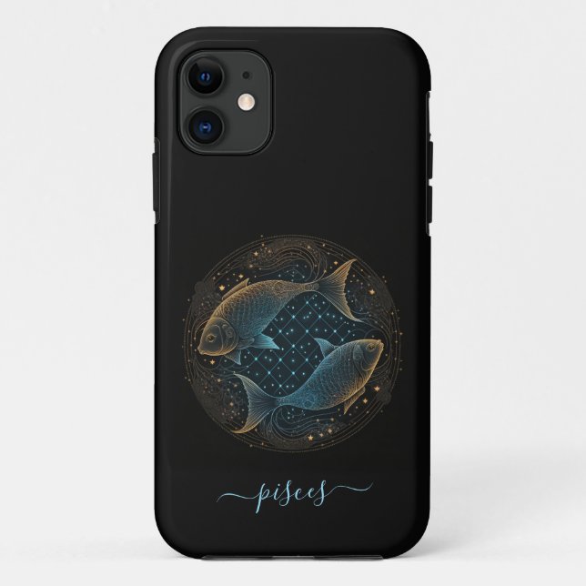 Pisces zodiac Black and gold Case-Mate iPhone Fall Hülle (Rückseite)