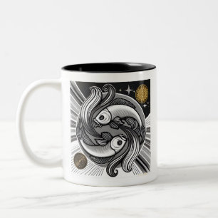 Pisces Zodiac Black and White Coffee Tasse
