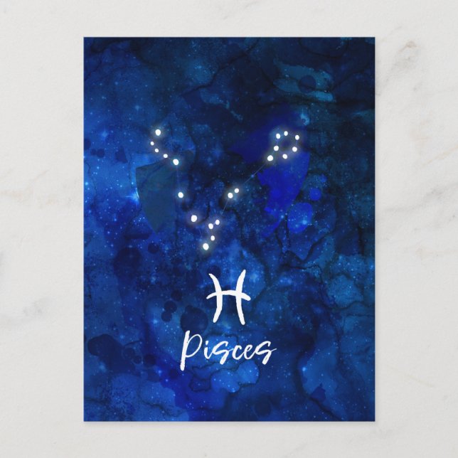Pisces Zodiac Constellation Blue Galaxy Celestail Postkarte (Vorderseite)
