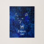 Pisces Zodiac Constellation Blue Galaxy Monogram Puzzle<br><div class="desc">Pisces Zodiac Constellation Blue Galaxy Monogram Design. Mit trendigem Pinsel Script-Schriftart, dunkelblauem Himmelswasserhintergrund, leuchtender Sternkonstellation und dem Zwei-Fische-Symbol. Modernes Astrologisches Geburtszeichen Horoskop, ist perfekt für jeden Aquarianer Geburtstag Vom 19. Februar - März 20 ! Mit optionalen Mit Monogramm Anfangsbuchstaben (oder Leerzeichen verlassen). Ein tolles Geschenk für Junge und Mädchen, Familienmitglieder,...</div>
