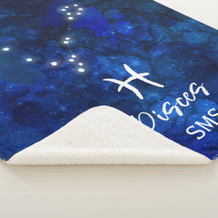 Pisces Zodiac Constellation Blue Galaxy Monogram Sherpadecke