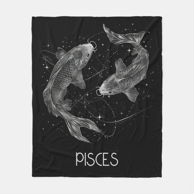 Pisces Zodiac Constellation Fleece Blanket (Vorderseite)