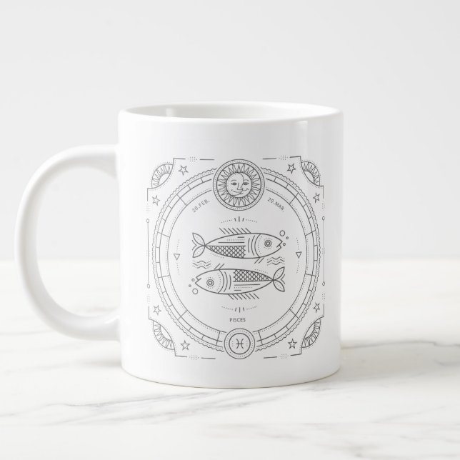 Pisces Zodiac Custom BirthdayMug Jumbo-Tasse (Links)
