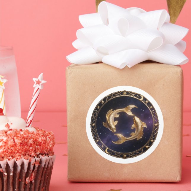 Pisces Zodiac Fish Runder Aufkleber (Party)