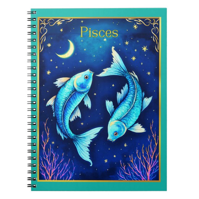 Pisces Zodiac Fish Swimming in Cosmic Waters Notizblock (Vorderseite)