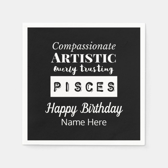 Pisces Zodiac Fun Charakteristika Geburtstag Serviette (Vorderseite)