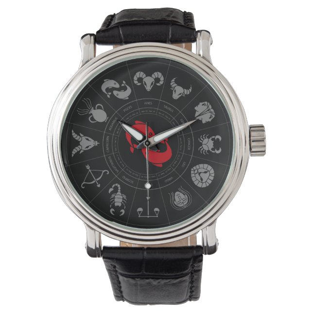 Pisces Zodiac Geburtstagsgeschenk Armbanduhr (Vorderseite)