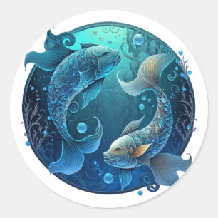 Pisces Zodiac Graphic Runder Aufkleber