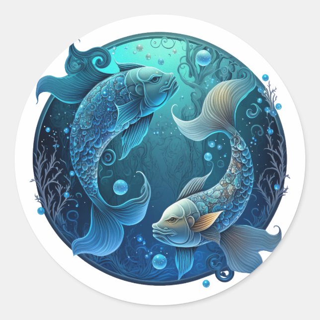 Pisces Zodiac Graphic Runder Aufkleber (Vorderseite)