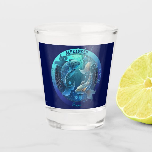Pisces Zodiac individuell anpassbar Schnapsglas (Vorderseite)